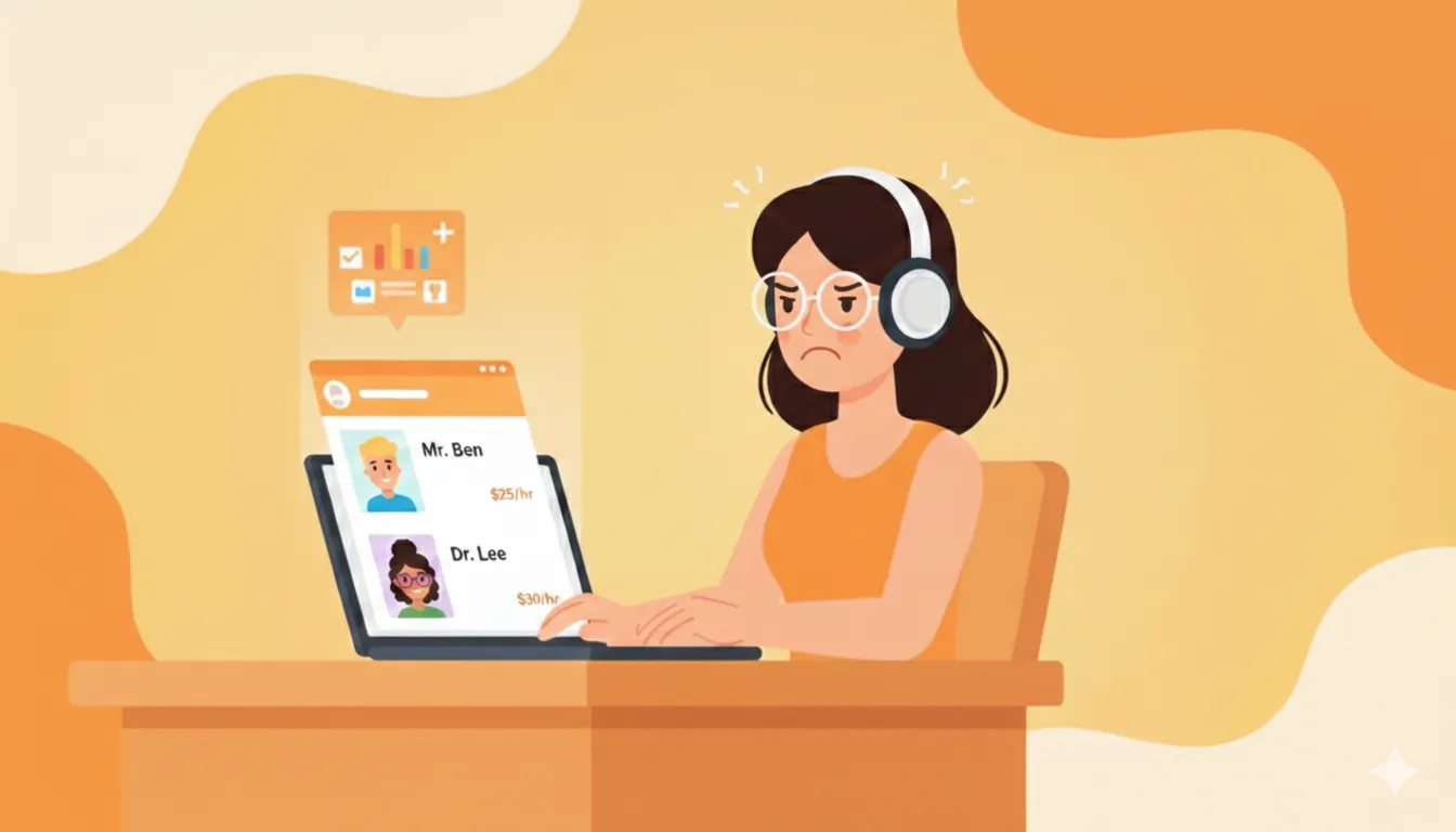 Anna searching for tutors online