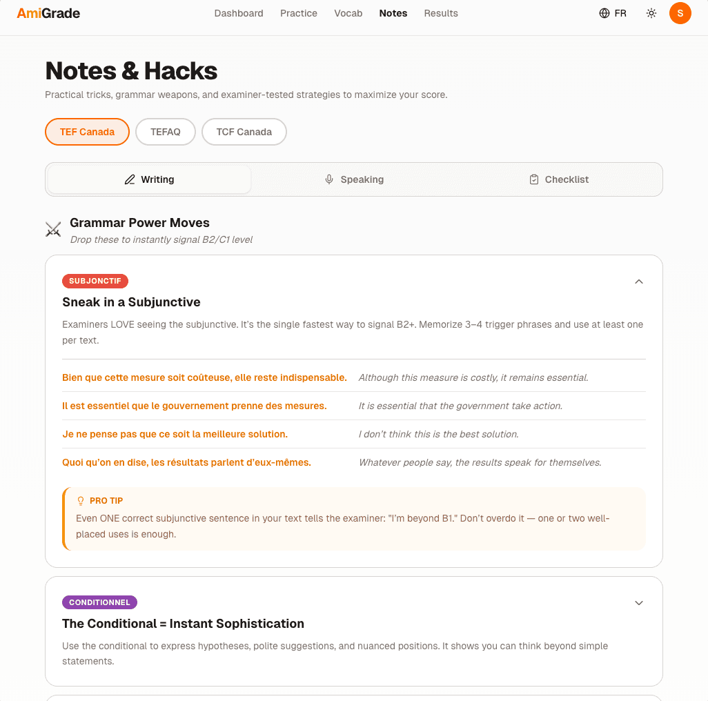 Stratégies d'examen et armes grammaticales à portée de main