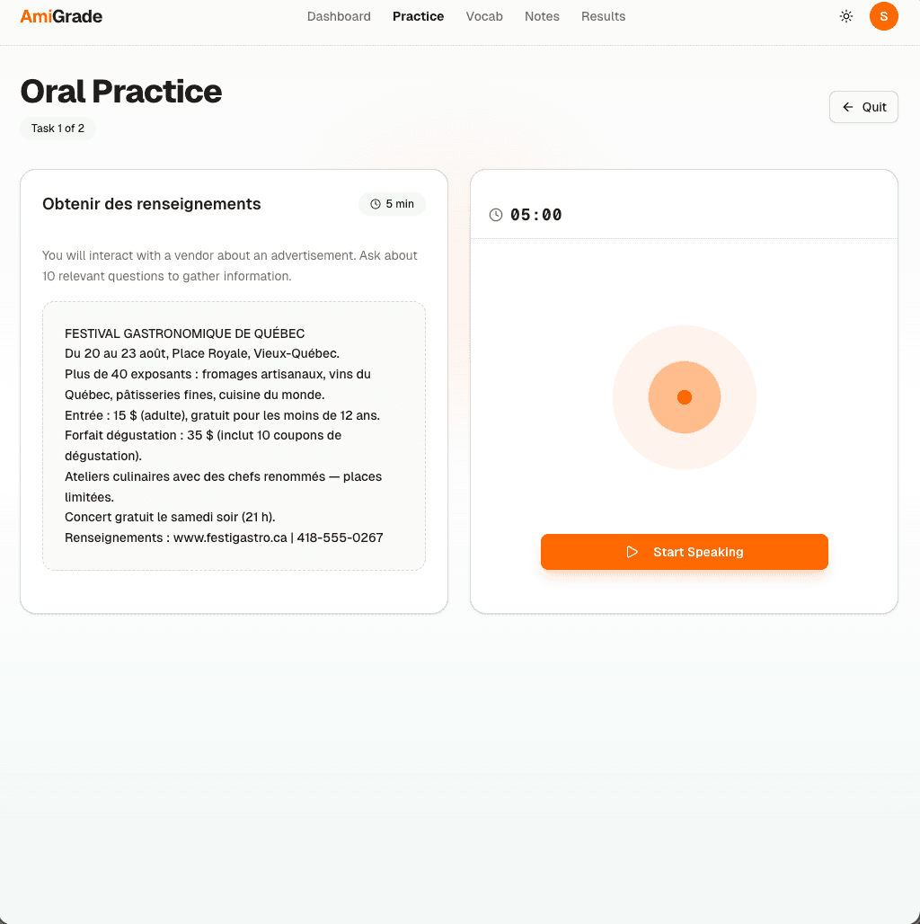 Pratique l'oral avec un examinateur IA en temps réel
